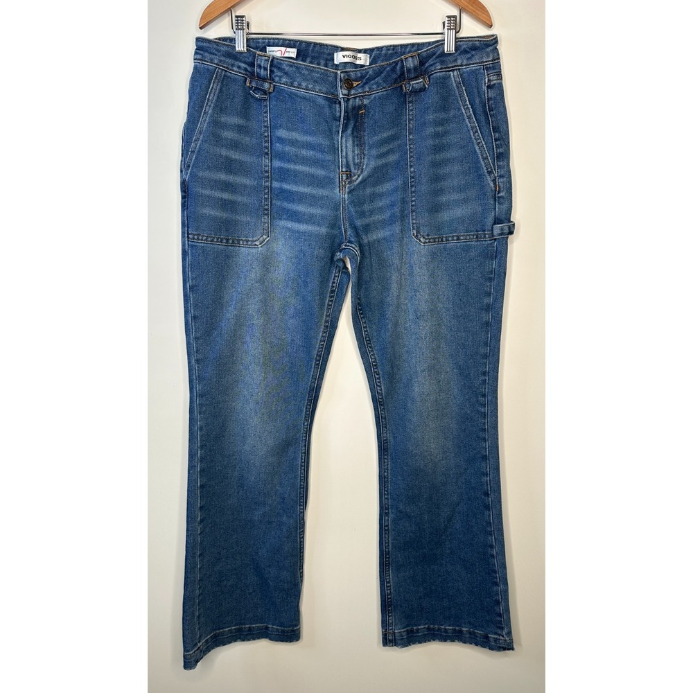 VIGOSS Carpenter Boot Cut Blue Jeans Women's Size 31 Mid Rise Utility Denim EUC - Picture 2 of 14